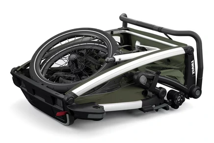 quick and easy folding of the Thule Chariot Lite double trailer