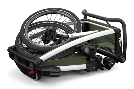 quick and easy folding of the Thule Chariot Lite single trailer