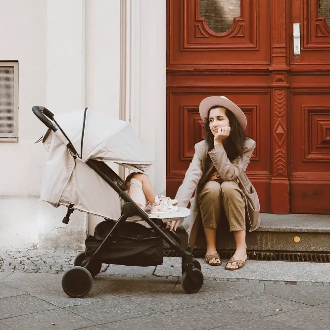 Elodie Mondo stroller reclined flat for sleeping