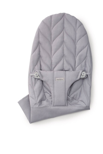 BABYBJÖRN - Fabric Seat for Baby Bouncer Bliss Cotton, Light Grey (Petal Quilt) (Grey buttons)