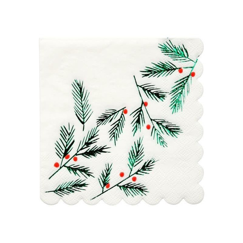Festive Leaves & Berries Napkins Small