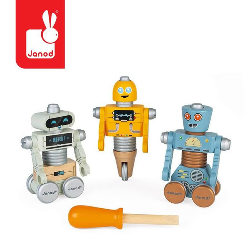 Janod - Wooden robots for assembly with a Brico'kids screwdriver