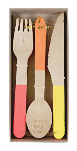 Meri Meri – Wooden Cutlery Set Neon
