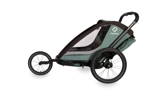 Hamax - Bike trailer for kids COCOON ONE + Jogger wheel - Green/black