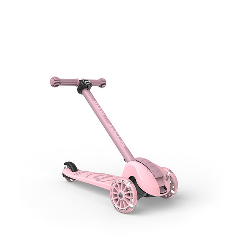 SCOOTANDRIDE - Highwaykick 3S - scooter with 2-in-1 control system and LED wheels, foldable 3+, rose