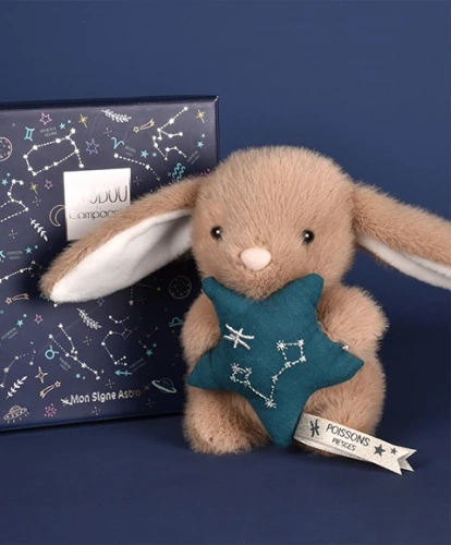 DOUDOU – DOUDOU ASTRO plush rabbit with zodiac sign, Doudou et Compagnie, 12 cm, Pisces