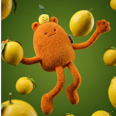 DOUDOU - MIAM! John Lemon, 60 cm, orange lemon