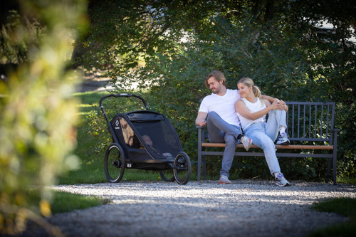 Hamax - Bike trailer for kids BREEZE + Jogger wheel, double - Back