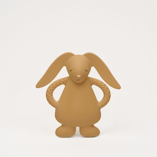 MOONIE - natural rubber rabbit teether, cappuccino