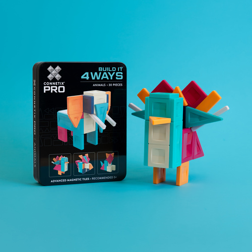 CONNETIX – Magnetic Tiles PRO Build It 4 Ways Animals Pack - 30 pieces