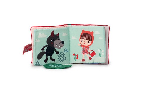 LILLIPUTIENS - Miękka mini-książeczka wielofunkcyjna z silikonowym gryzakiem Czerwony Kapturek 6 m+