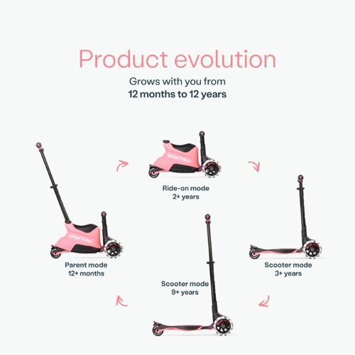 smarTrike - Xtend Scooter 4in1 + Ride-on - Salmon Pink