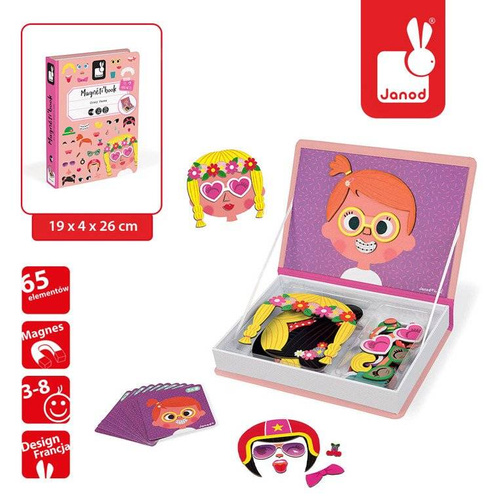 Janod - Magnetic puzzle Funny faces Girl Magnetibook collection 2018
