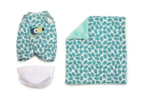 LILLIPUTIENS - Baby doll in a basket with clothes and Ari blanket 12 m +