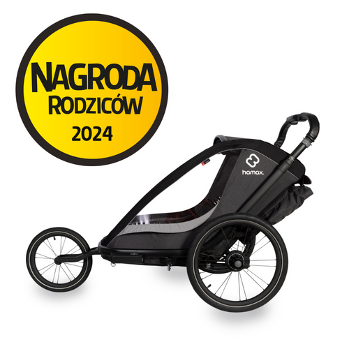 Hamax - Bike trailer for kids COCOON ONE + Jogger wheel- Grey/black