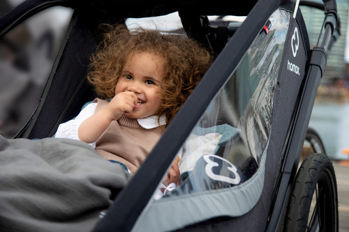 Hamax - Bike trailer for kids COCOON + Jogger wheel , double - Grey/black