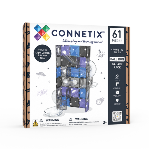 CONNETIX – Magnetic Tiles Ball Run Galaxy Pack - 61 pieces