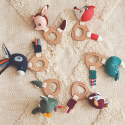LILLIPUTIENS - Rattle with a wooden teether Alice Fox 3 m + ECO
