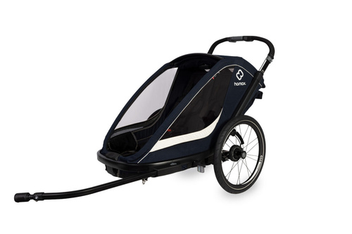Hamax - Bike trailer for kids BREEZE + Jogger wheel, double- Navy/cream