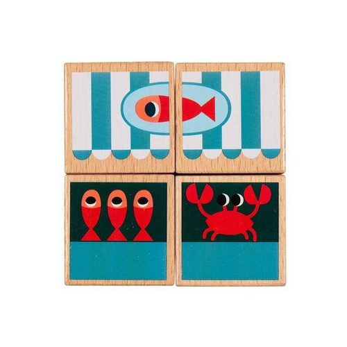 LILLIPUTIENS - Wooden food truck with 4 puzzle pieces Rhino Marius 12 m +