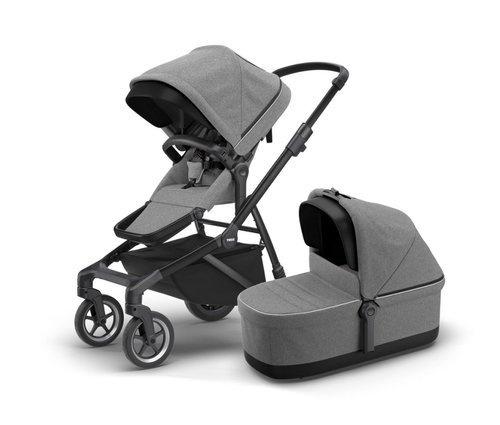 Thule Sleek + Bassinet + Main Seat - Grey Melange on Black