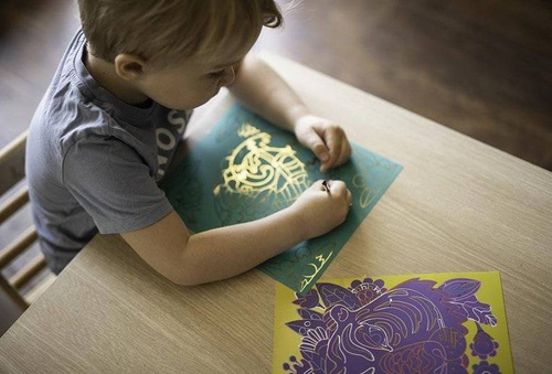 Janod - Creative set for scratching Animals of the world 5+