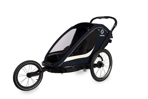 Hamax - Bike trailer for kids BREEZE + Jogger wheel, double- Navy/cream