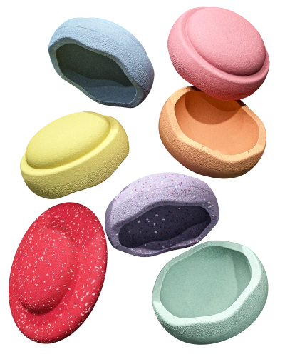 STAPELSTEIN – Set of 6+1 sensory stacking stones for active play: Rainbow Set Winter Special pastel