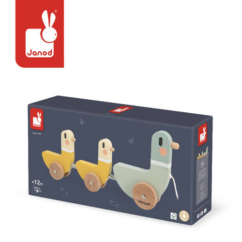 Janod - Drewniane kaczki do ciągnięcia Sweet Cocoon 12 m+
