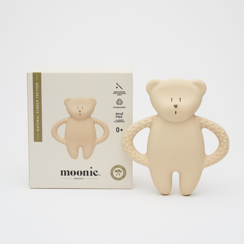MOONIE - Natural rubber bear teether - SAND