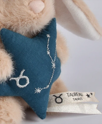 DOUDOU ET COMPAGNIE – DOUDOU ASTRO plush rabbit with zodiac sign, 12 cm, Taurus