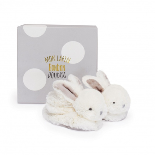 DOUDOU – gift set – Lapin Bonbon baby booties, Doudou et Compagnie, white taupe