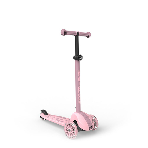 SCOOTANDRIDE - Highwaykick 3S - scooter with 2-in-1 control system and LED wheels, foldable 3+, rose