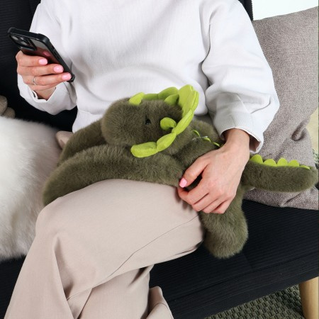 DOUDOU – Podcoll weighted plush dinosaur by Histoire d'Ours, 50 cm, dark green