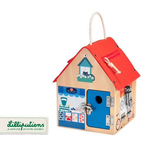 LILLIPUTIENS - Wooden manipulation house with locks Lisek Burglar 3 years +