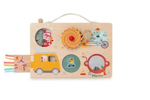 LILLIPUTIENS Wooden manipulation board with Farma suitcase 12 m+