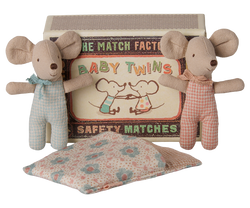 MAILEG - Twins, baby mice in a Matchbox