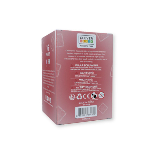 Cleverclixx - Glitter Tiles Pack Transparent / Pink - 16 pieces