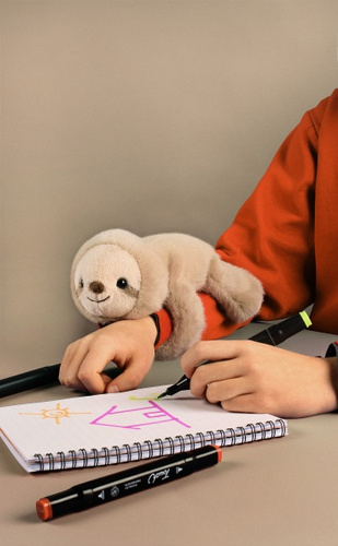 DOUDOU – Podcoll sloth plush slap bracelet, Histoire d'Ours, beige