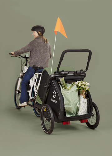 Bicycle trailer for a dog - Hamax Pluto M 35 kg - Green / Black