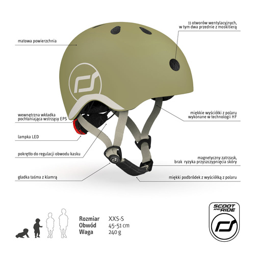 SCOOTANDRIDE - S-M helmet for children 3+ Olive