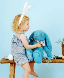 DOUDOU – Lapin Fleurette plush rabbit by Doudou et Compagnie, 50 cm, turquoise