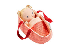 LILLIPUTIENS - Baby doll in a basket with clothes and Anais blanket 12 m +