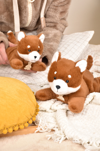 DOUDOU – Les P'tits Relax weighted plush fox, Histoire d'Ours, 22 cm, red