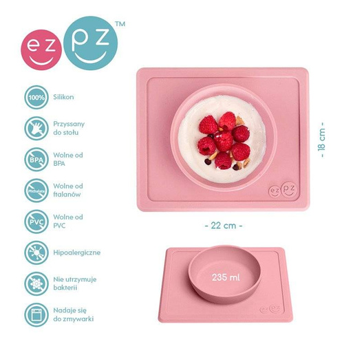 EZPZ - Silicone bowl with 2in1 placemat Mini Bowl pastel pink