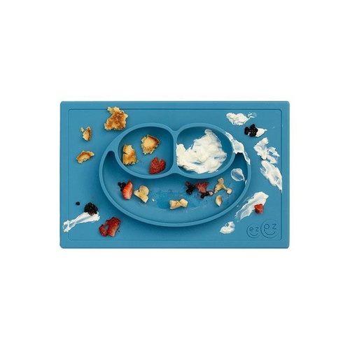 EZPZ - A silicone plate with a washer, Happy Mat 2in1, blue