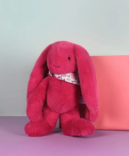 DOUDOU – Lapin Fleurette plush rabbit by Doudou et Compagnie, 35 cm, fuchsia