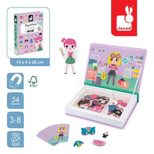 Janod - Magnetic puzzle. Costumes Girl Magnetibook collection 2018