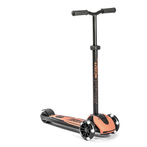 SCOOTANDRIDE - Highwaykick 5 LED - Folding scooter with light-up wheels 5+ Peach