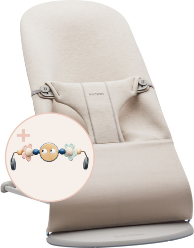 BABYBJORN - Bouncer Bliss - Light grey frame, 3D Jersey, Light beige with Googly Eyes Pastels